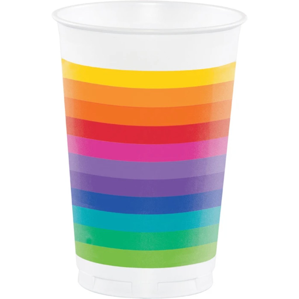 Rainbow Plastic Cups 8ct, 16oz