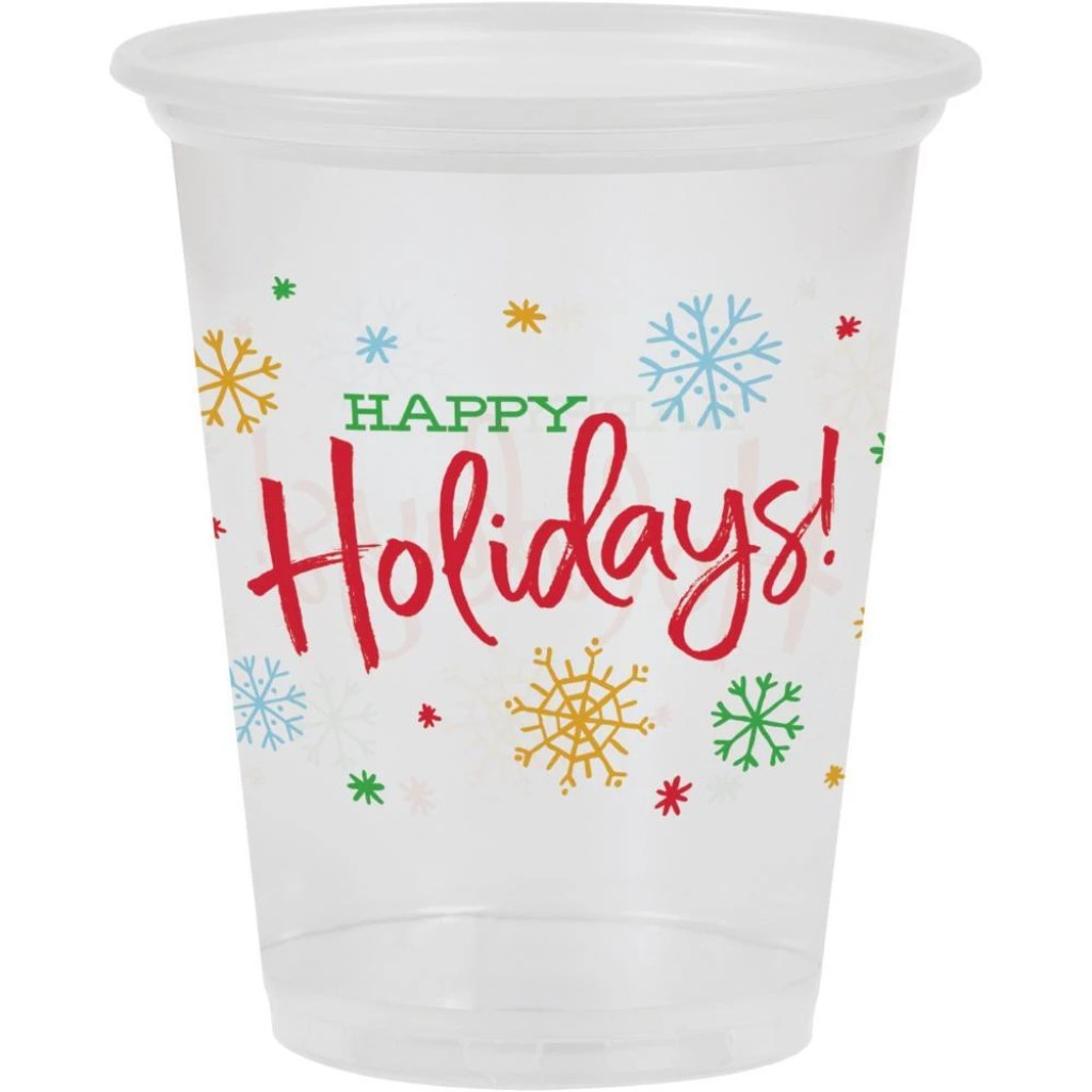 Happy Holidays Plastic Cups 8ct, 16oz