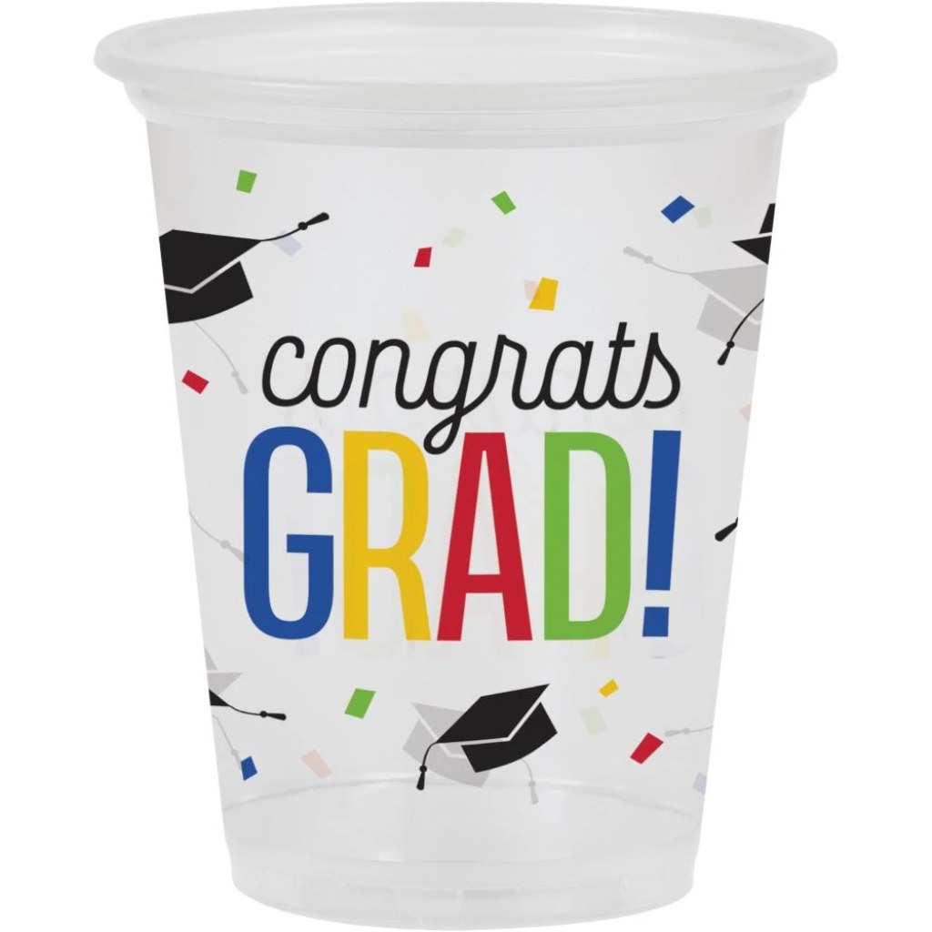 Congrats Grad Plastic Cups 8ct, 16oz