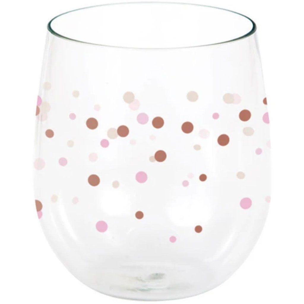 Rose All Day Dots Wine Glass, 14oz