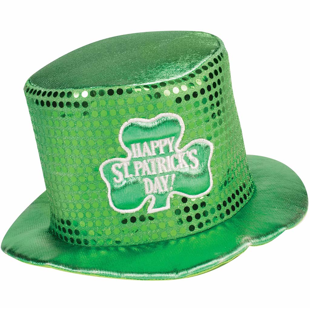 St.Patricks Sequin Hat with Shamrock