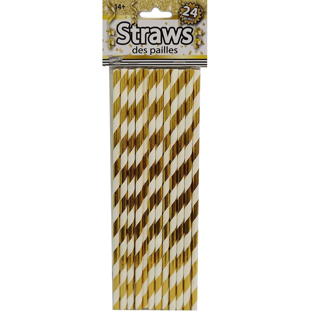 Paper Straws-Gold/White