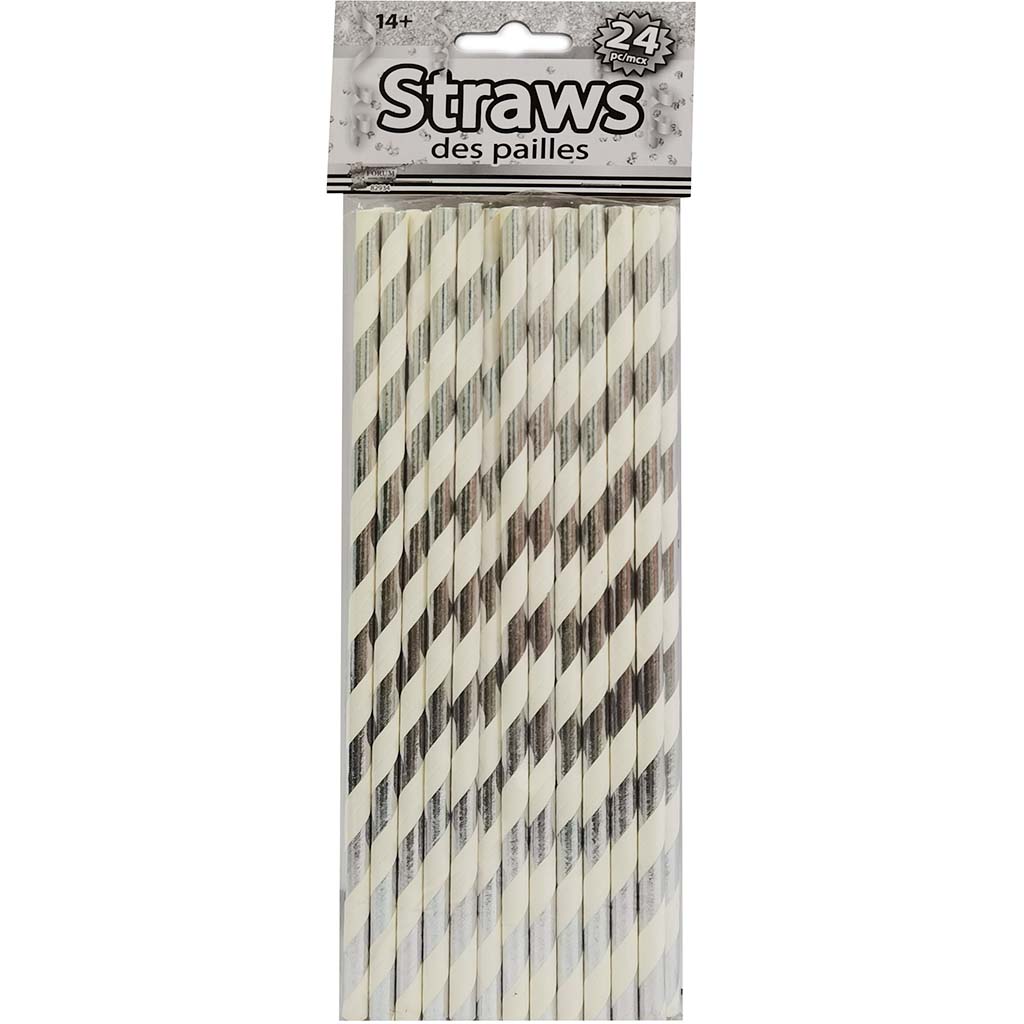 Paper Straws-Silver/White