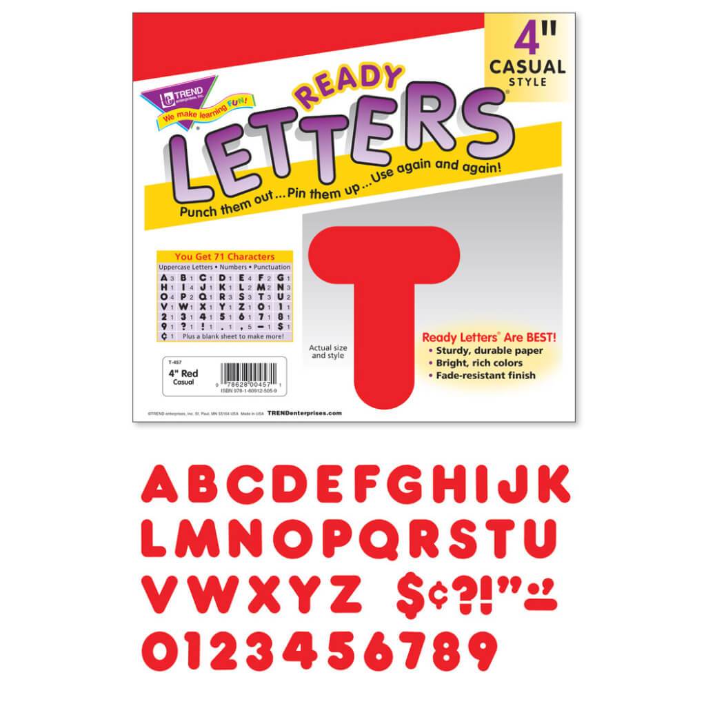 Ready Letters Casual 4" Red 