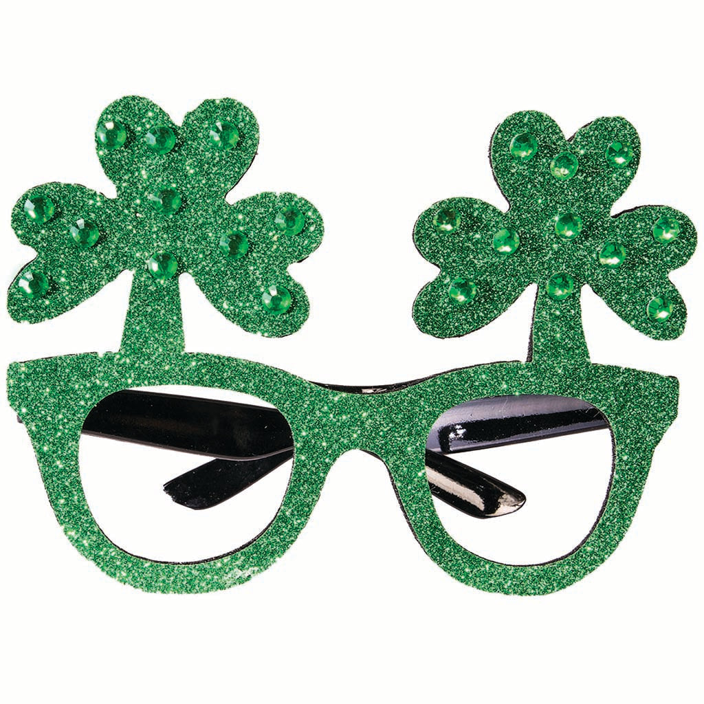 St.Patricks Glitter Shamrock Glasses