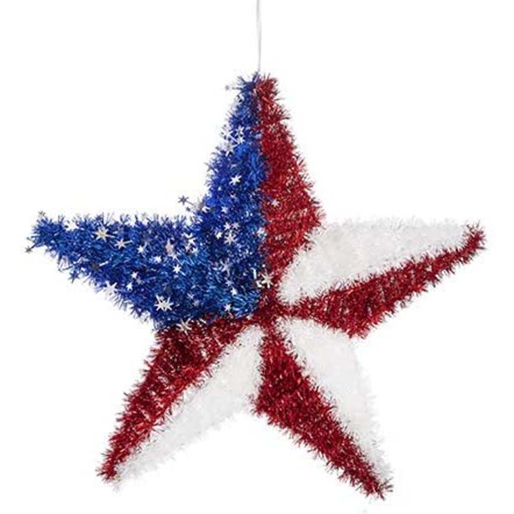 Patriotic Tinsel Star Decor