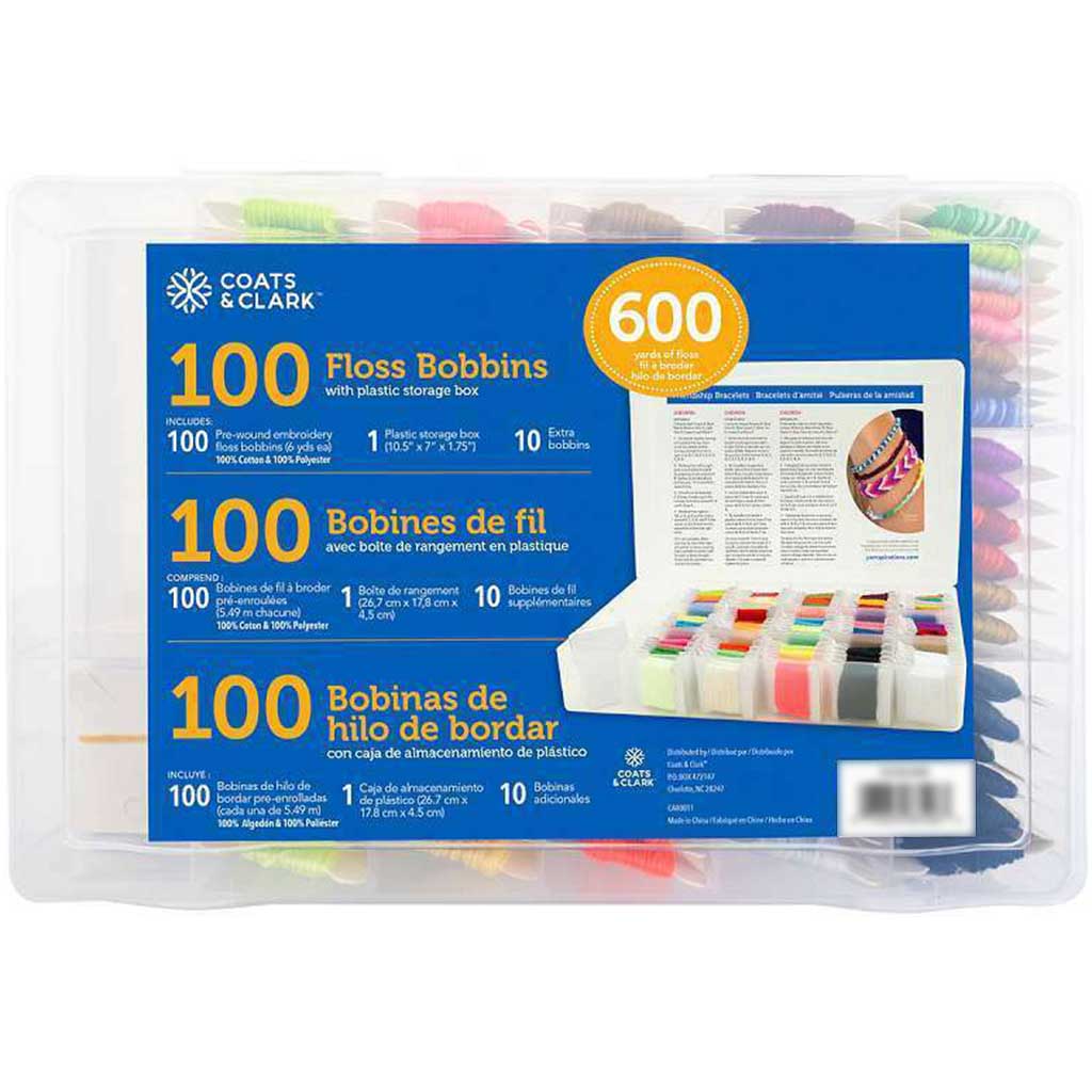 Coats &amp; Clark Storage Box &amp; Floss Bobbins 100/Pkg