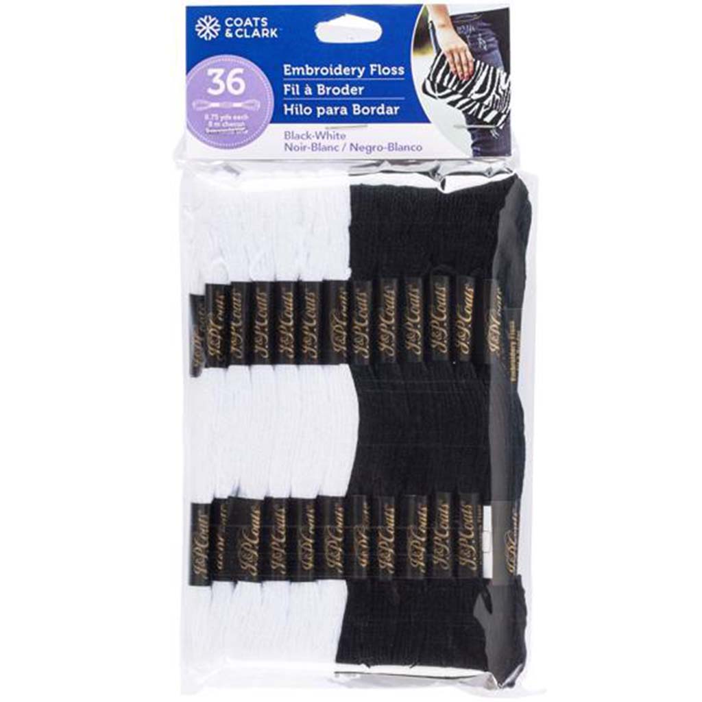 Coats &amp; Clark 6-Strand Embroidery Floss 36/Pkg Black &amp; White