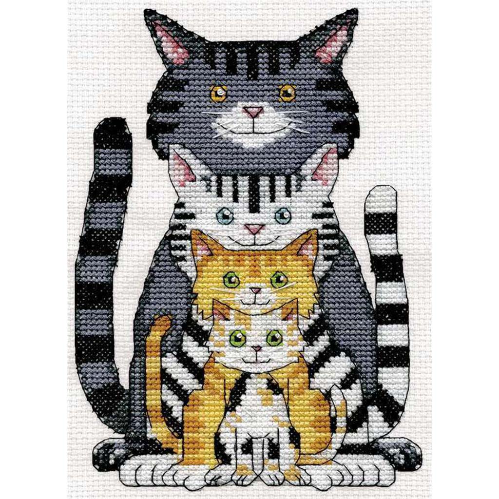 Counted Cross Stitch Cat Family