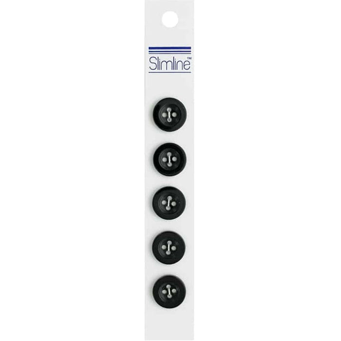 SLIMLINE BUTTONS BLACK 5/8IN 4-HOLE 5PC