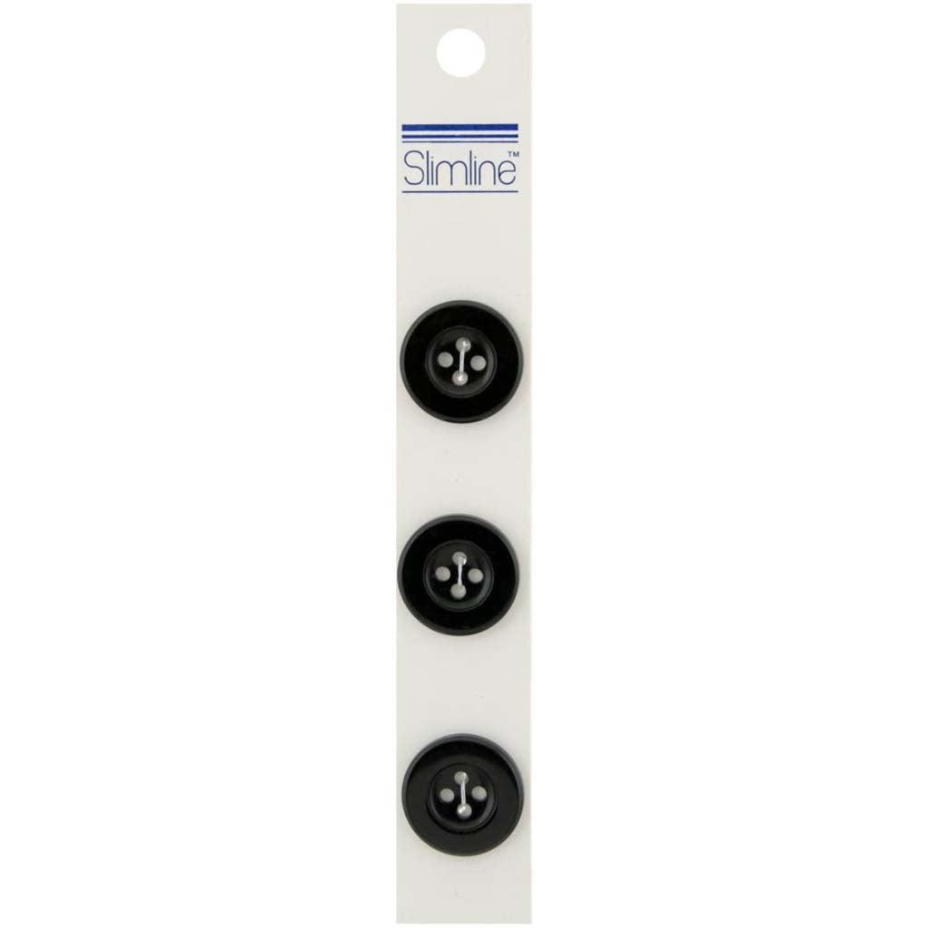 SLIMLINE BUTTONS BLACK 13/16IN 4-HOLE 3PC