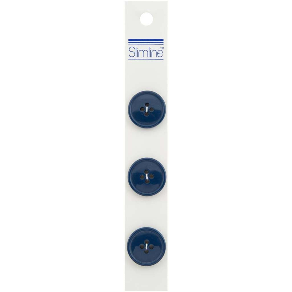 SLIMLINE BUTTONS ROYAL BLUE 3/4IN 4-HOLE 3PC