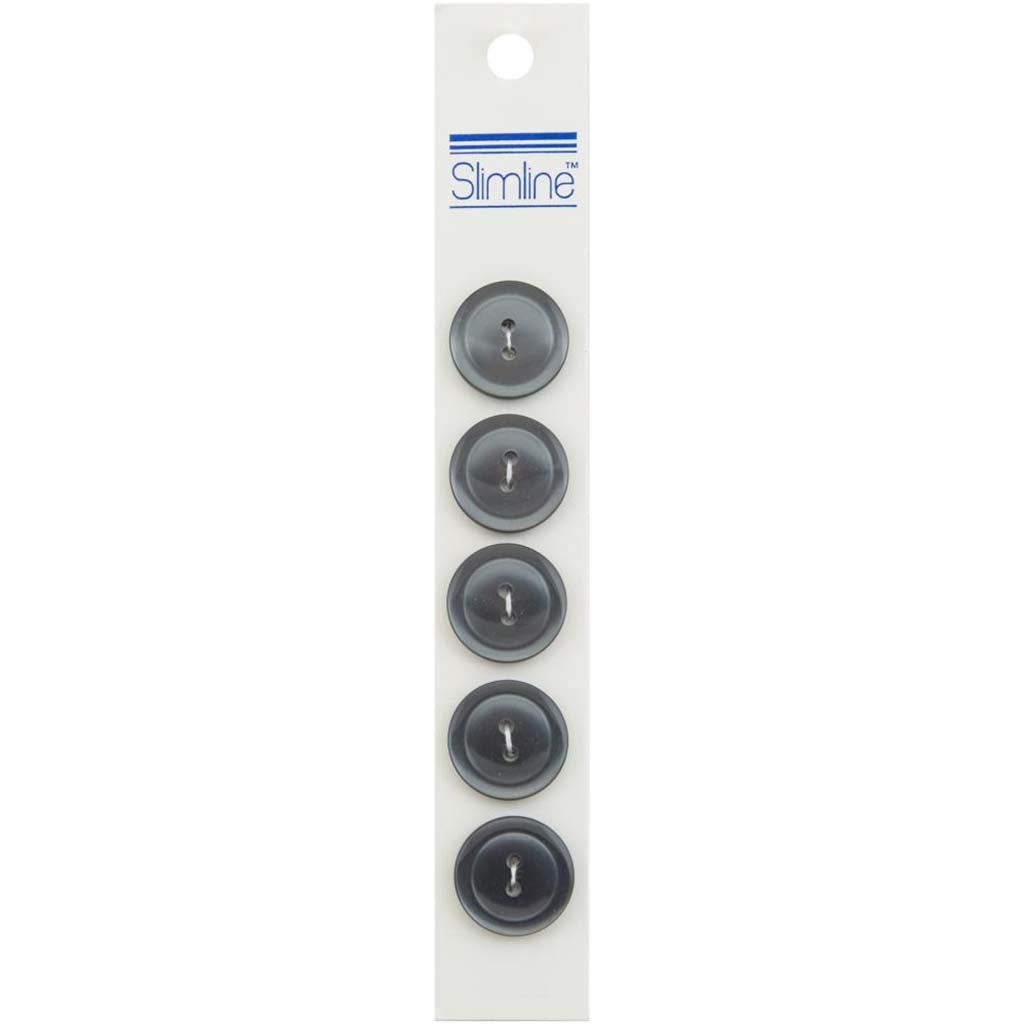 SLIMLINE BUTTONS GRAY 3/4IN 2-HOLE 5PC