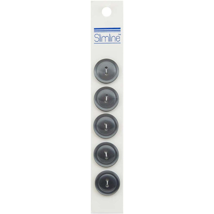 SLIMLINE BUTTONS GRAY 3/4IN 2-HOLE 5PC