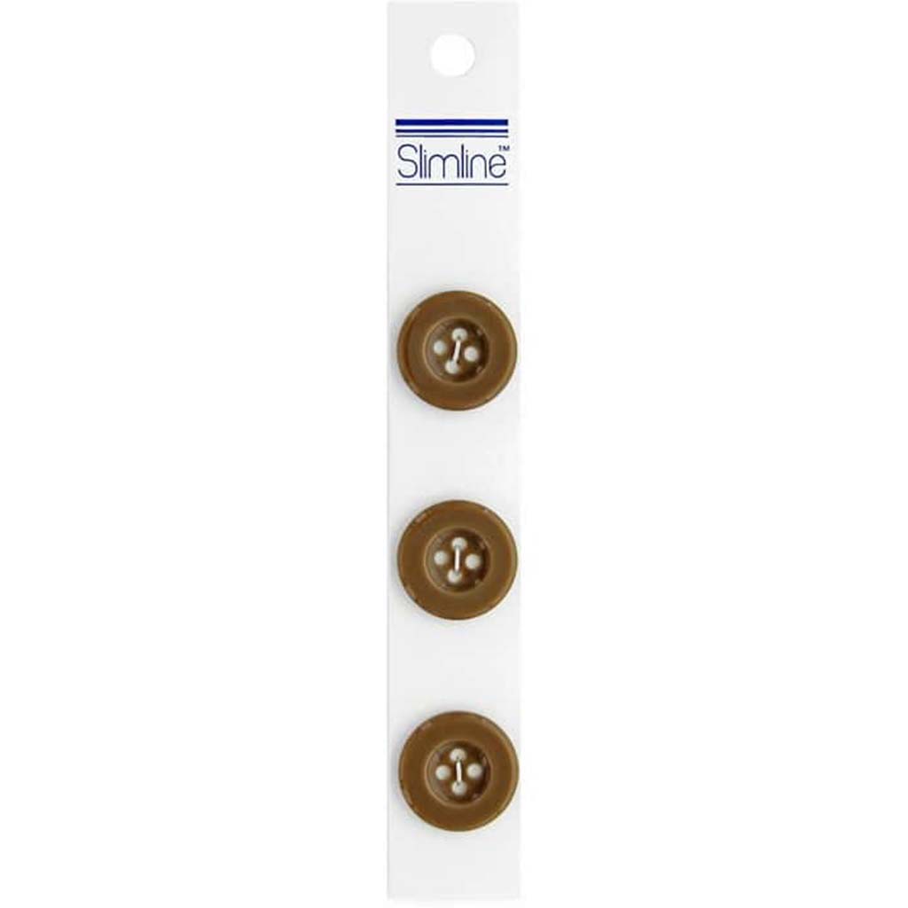 SLIMLINE BUTTONS TAN 13/16IN 4-HOLE 3PC