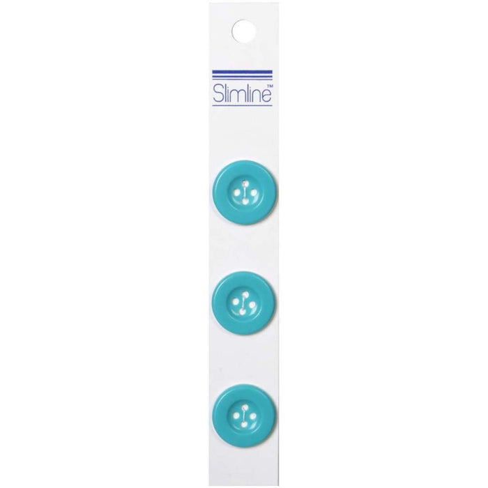 SLIMLINE BUTTONS TURQUOISE 3/4IN 4-HOLE 3PC