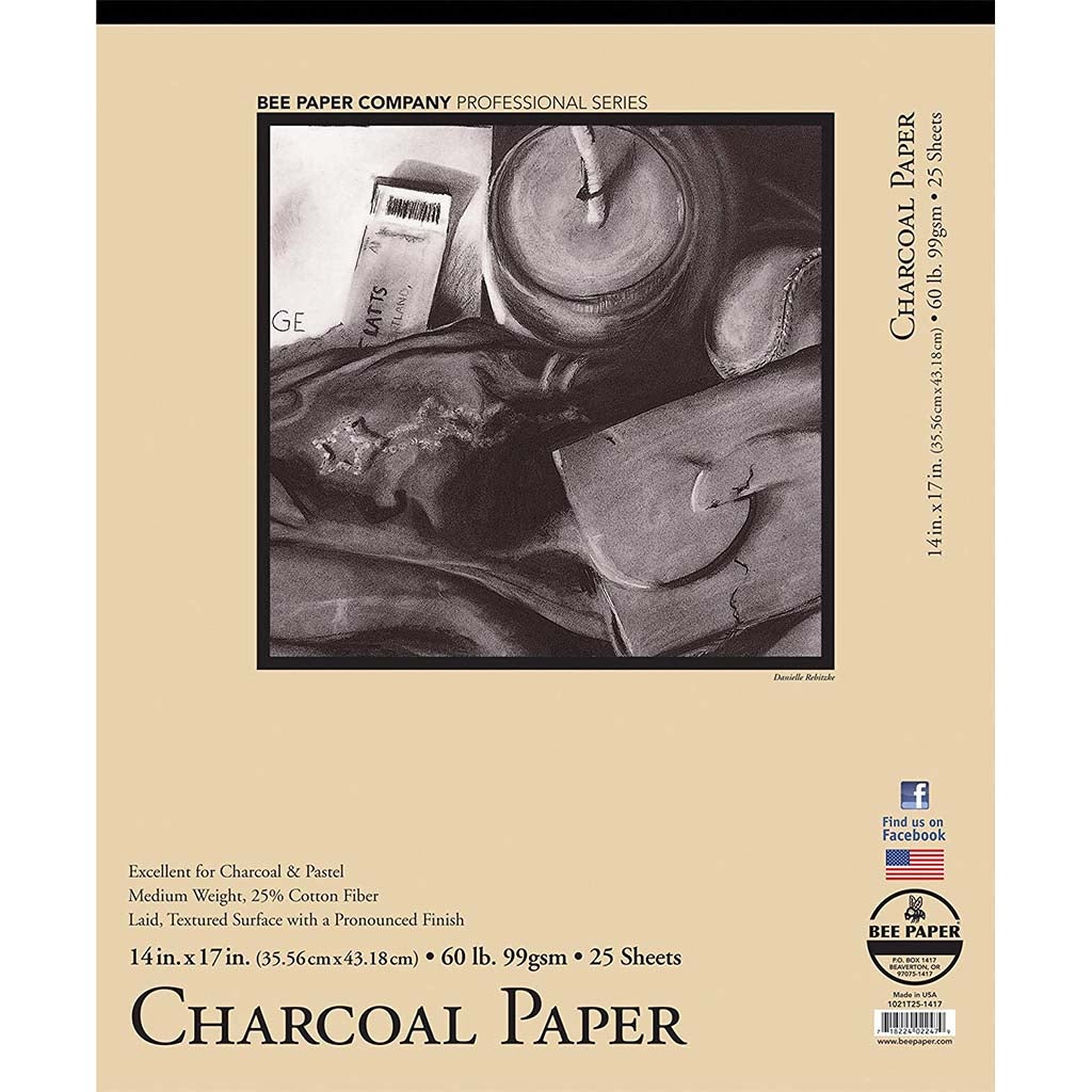 Bee Paper White Ingres Charcoal/Pastel Paper Pad 14in x 17in