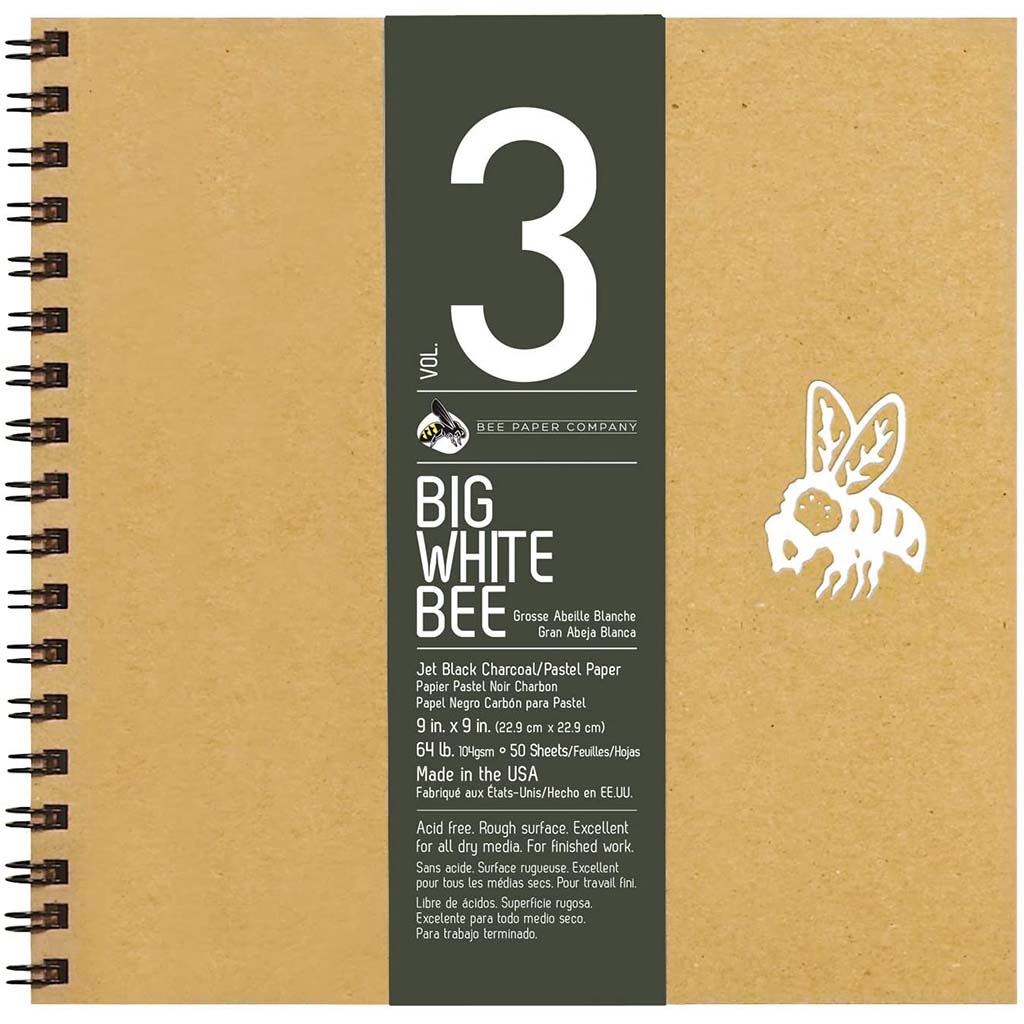 Big White Bee Black Charcoal Journal 50Sheets 9in x 9in