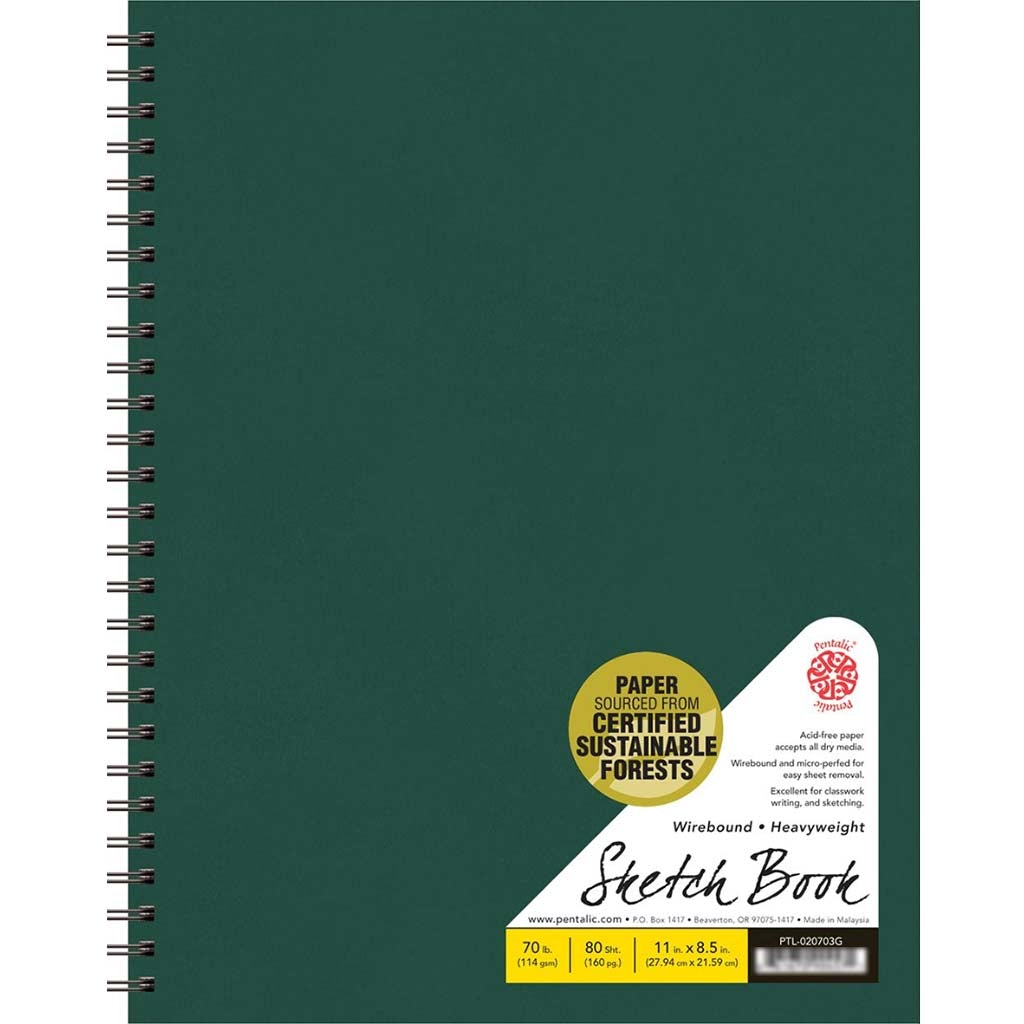 Traditional Wirebound Sketchbook 8.5in x 11in Green