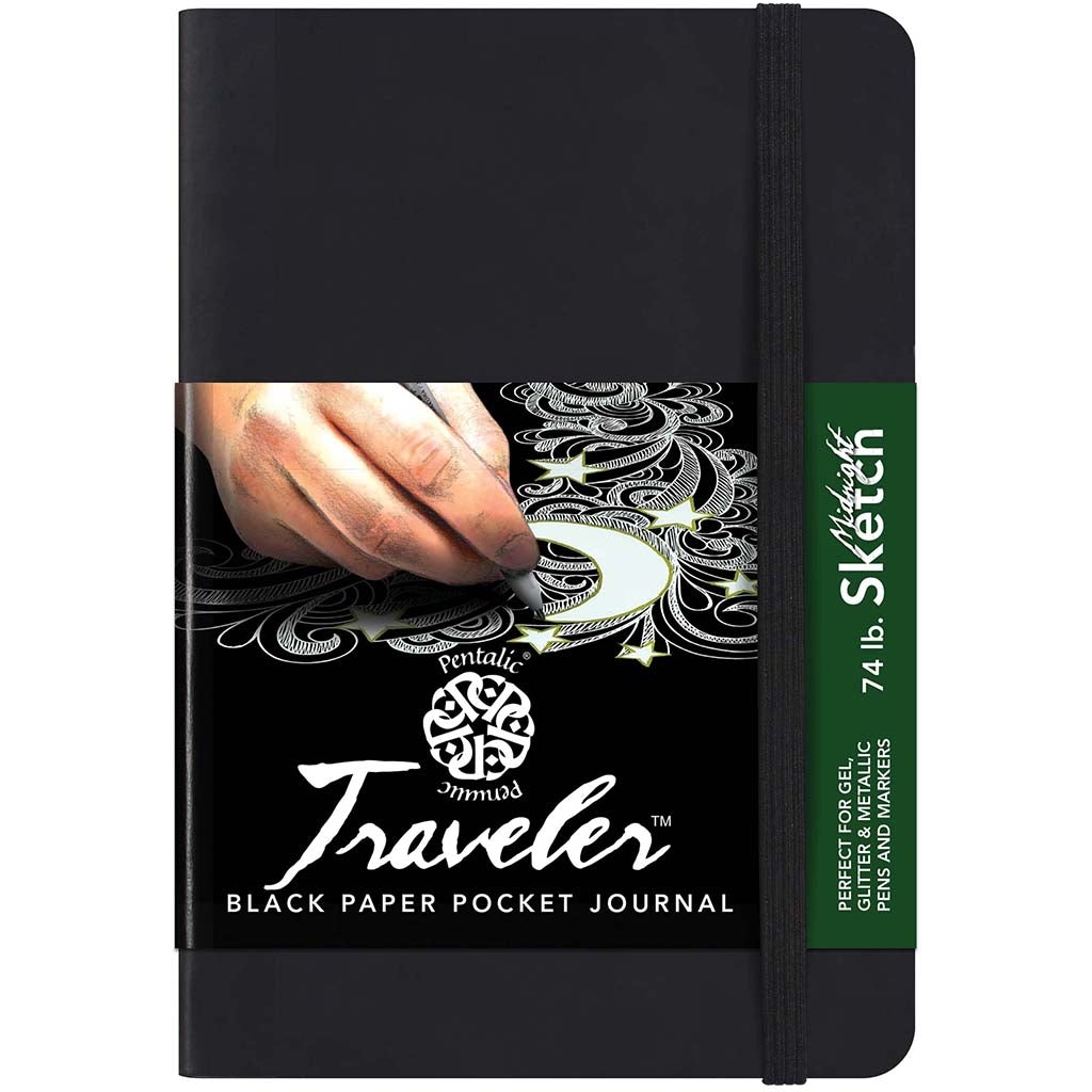 Traveler Midnight Sketch Black Paper Journal 4in x 6in 160 Page Book