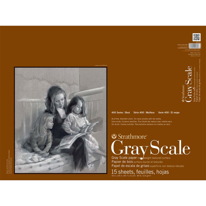 Strathmore Gray Scale Paper Pad 400 Series 15 Sheets 18 x 24