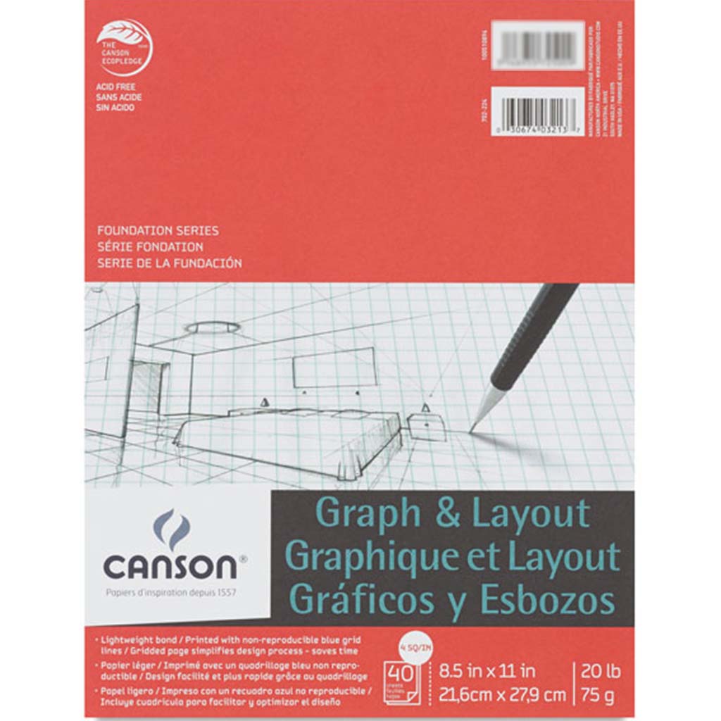 Graph &amp; Layout 8.5in x 11in 40sheet 4/4 grid