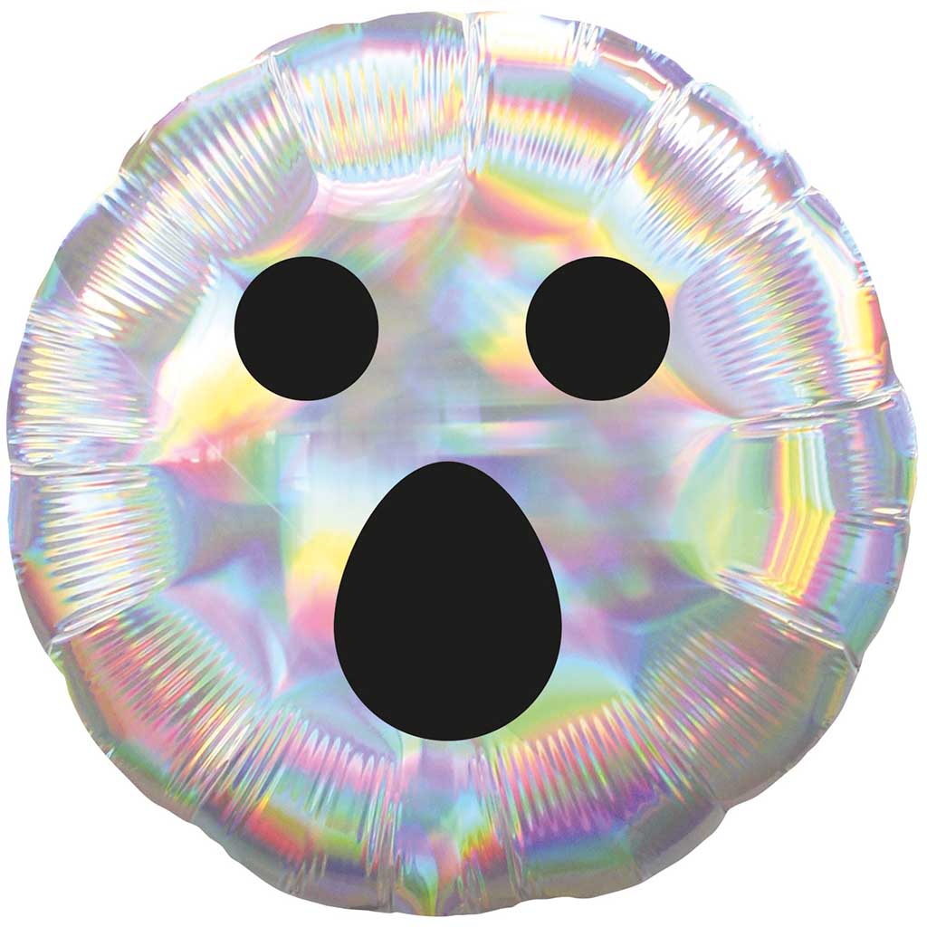 Foil Balloon Iridescent Ghost Face, 18in