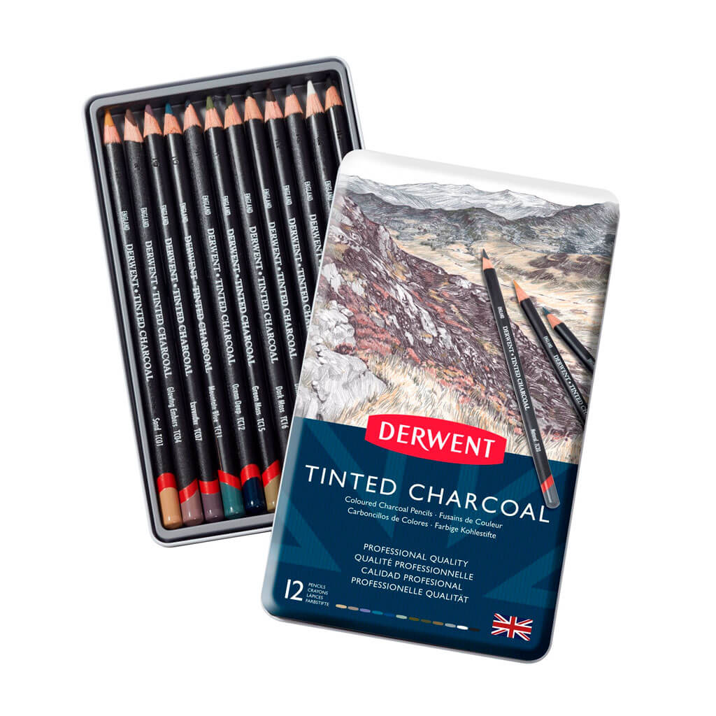 Derwent Tinted Charcoal Pencils Tin of 12