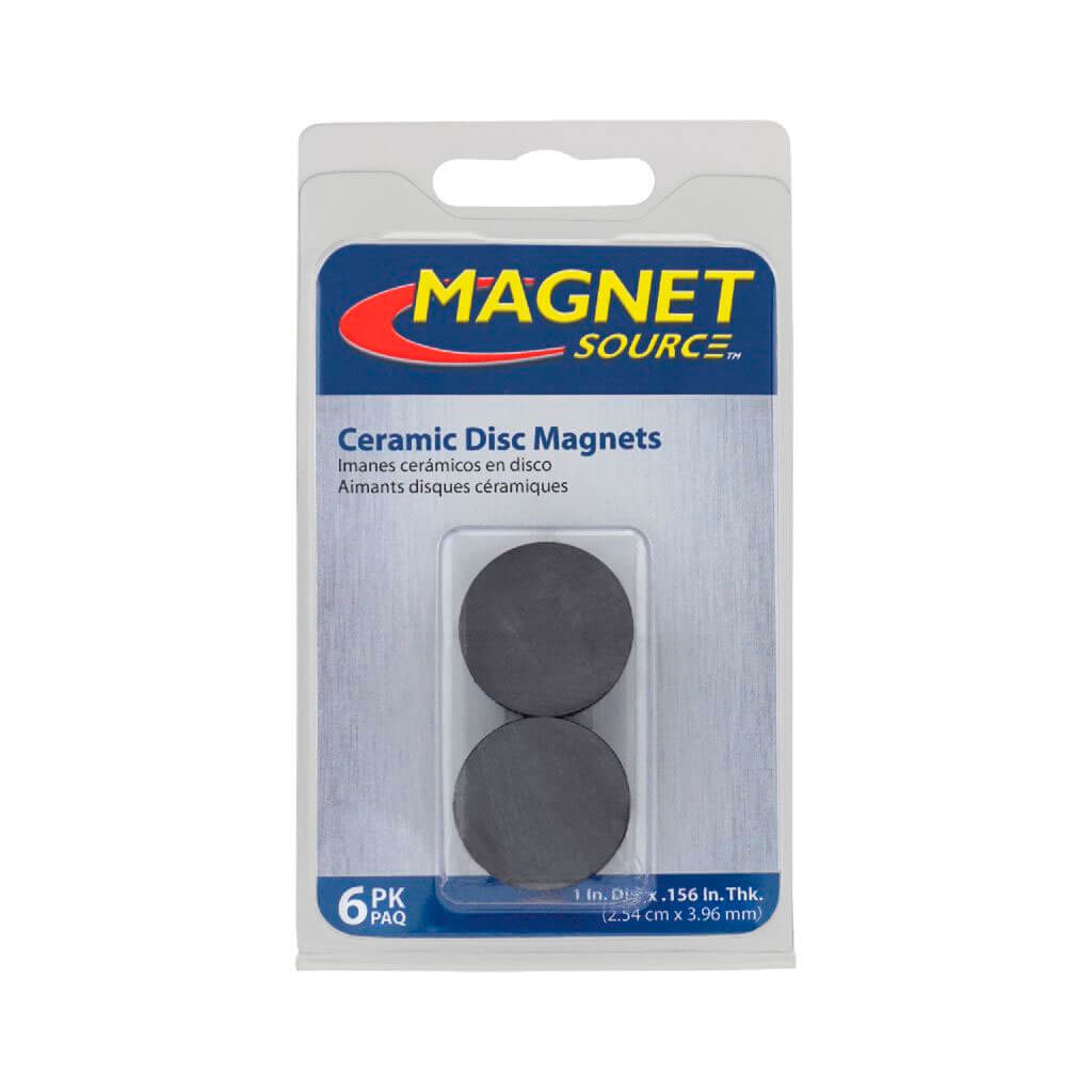 Ceramic Disc Magnets 6 Pack 1in x 5/32in