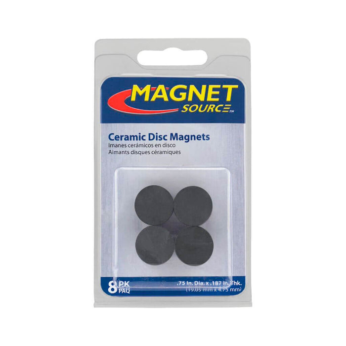 Ceramic Disc Magnets 10 Pack 3/4in x 3/16in