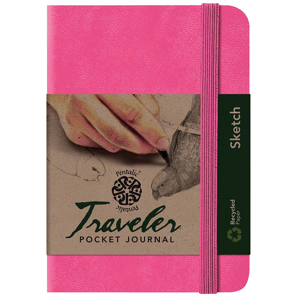 Traveler Sketch Pocket Journal 4in x 6in Bright Pink