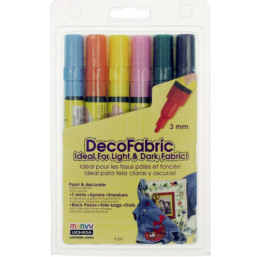 Permanent Pigment Paint Fabric Marker Set of 6