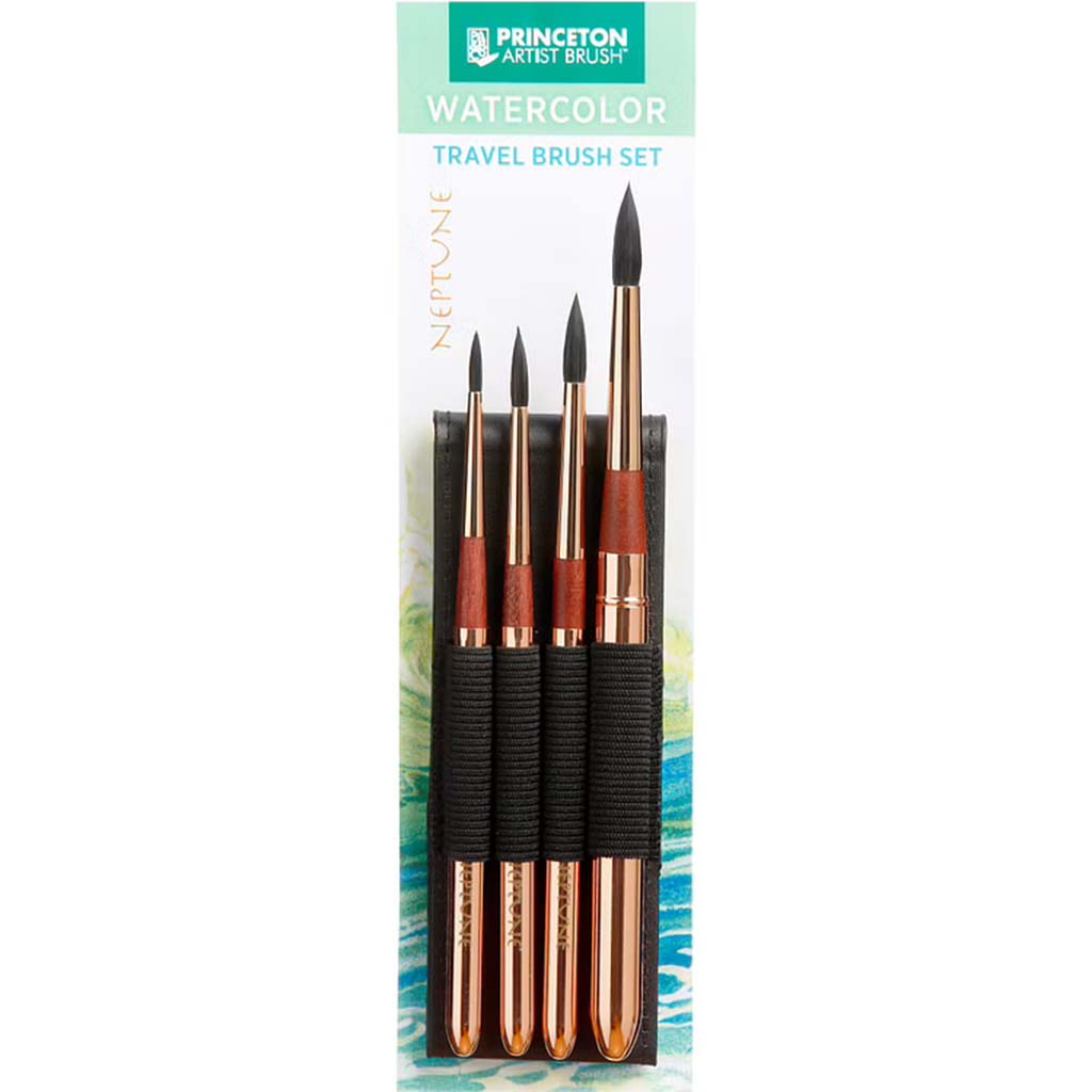 Neptune &amp; Aqua Elite Watercolor Travel Brush Neptune Sets of 4