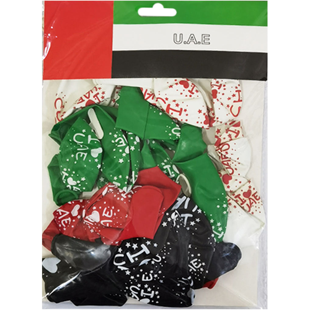 UAE Latex Balloon I Love UAE With Star 24pcs 12in