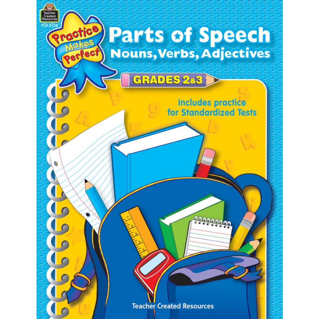 Parts Of Speech Nouns Verbs Adjectives Book Grade 2-3 