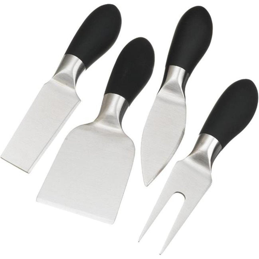 Cheese Knives with Black Soft Handle Set of 4