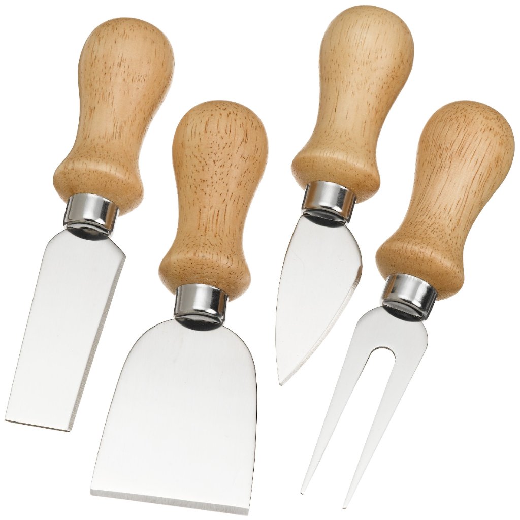 Cheese Knives with Stand Wood Handle Set of 4