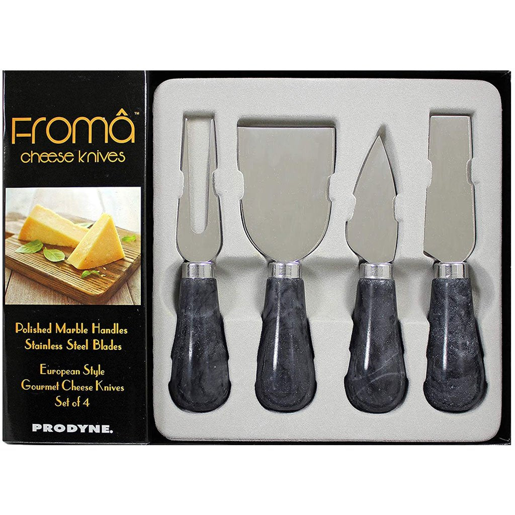 Cheese Knives Marble Handle Black Set of 4