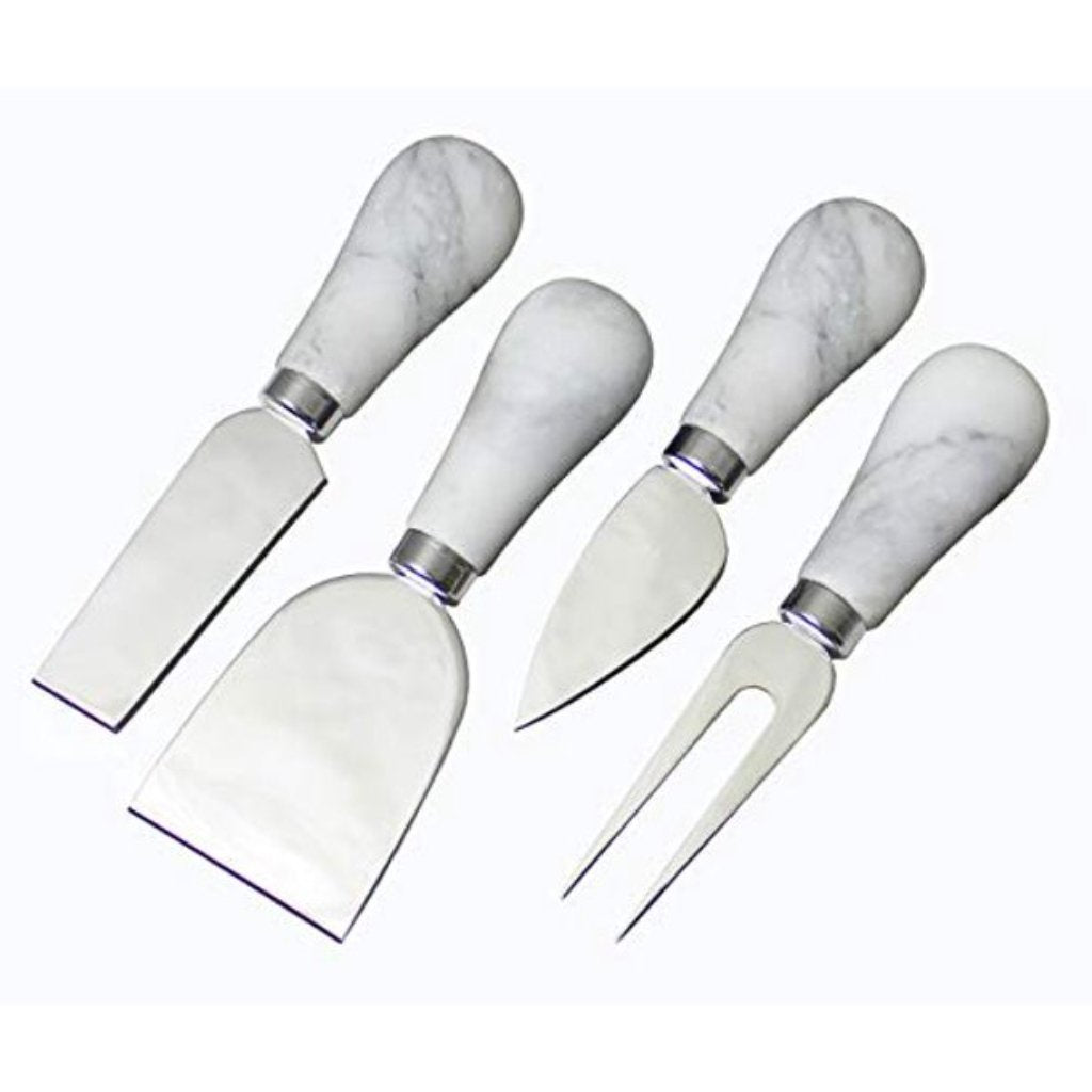 Cheese Knives Marble Handle White Set of 4