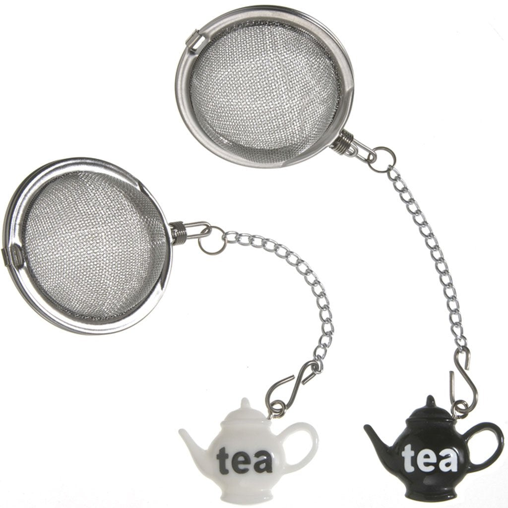 White and Black Teapot Stainless Steel Tea Infuser