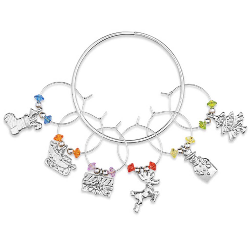Stemware Charms, Holiday Silver