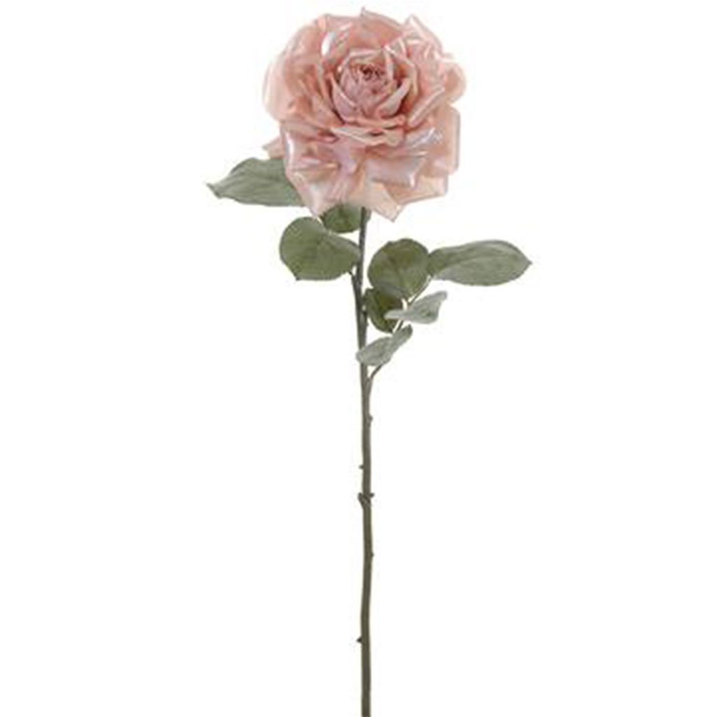 Metallic Rose Spray 28in, Pink Iridescent