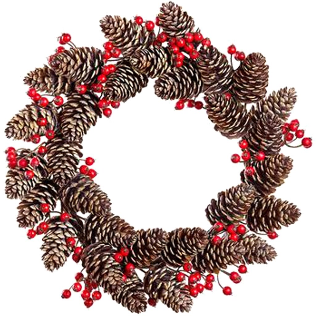 Pine Cone And Beery Wreath 19in