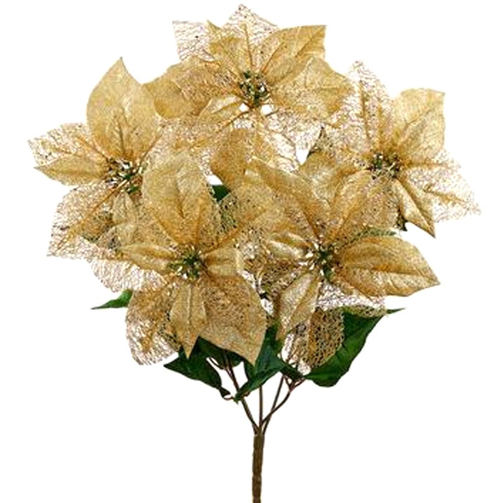 Glass Sheer Poinsettia Bush 21in