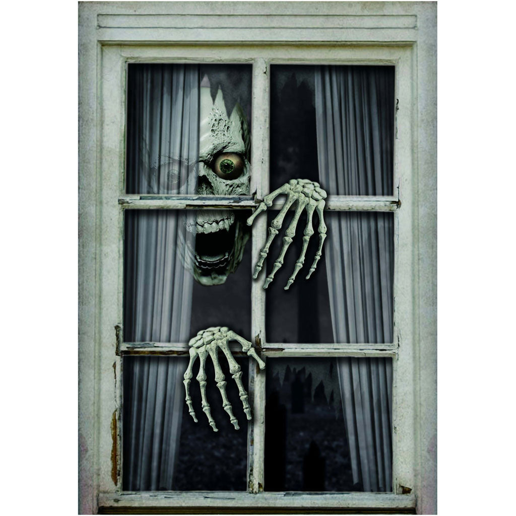 Fake Window Skull &amp; Hands, 47in