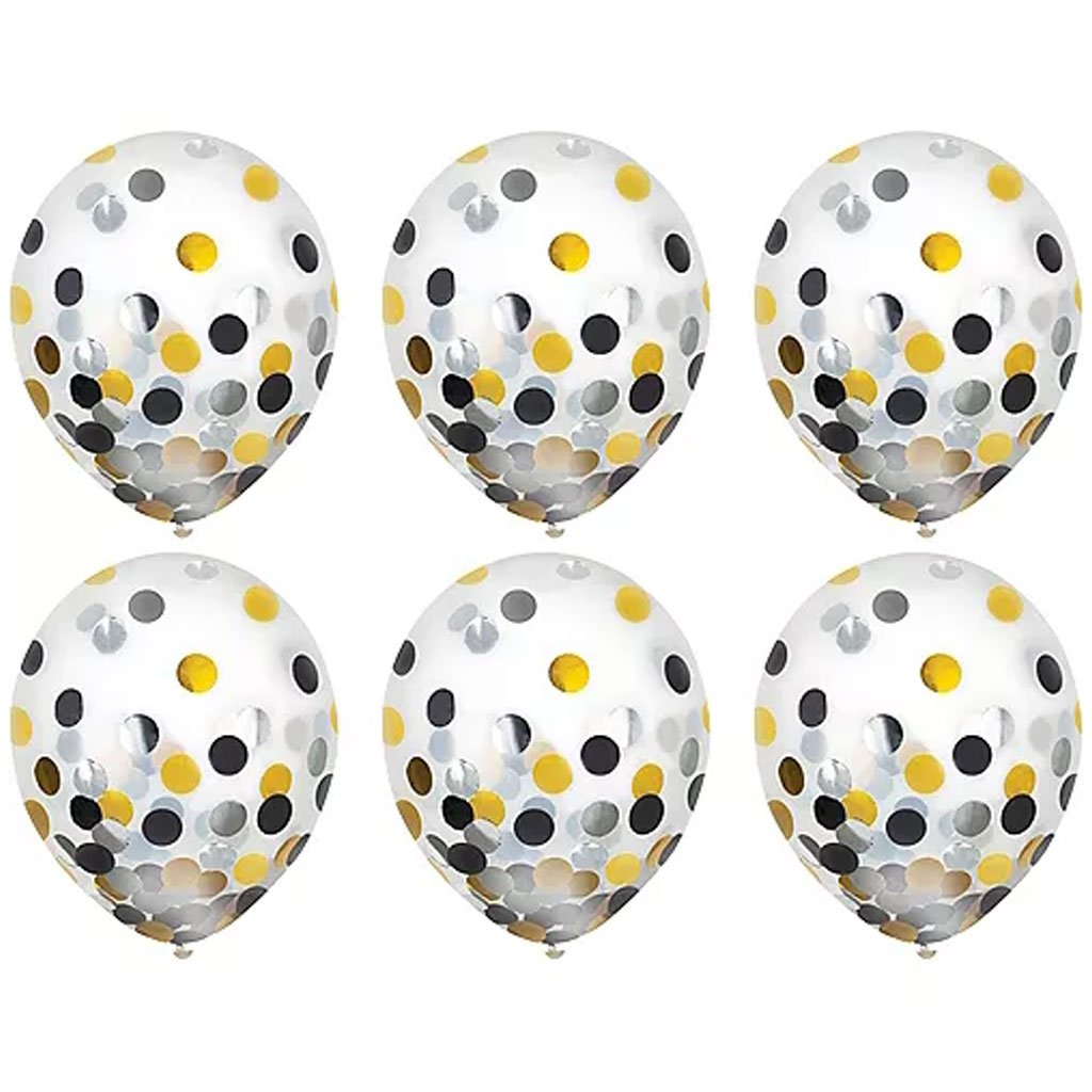 Happy New Year Clear Latex Balloons with Confetti 6ct, 12in