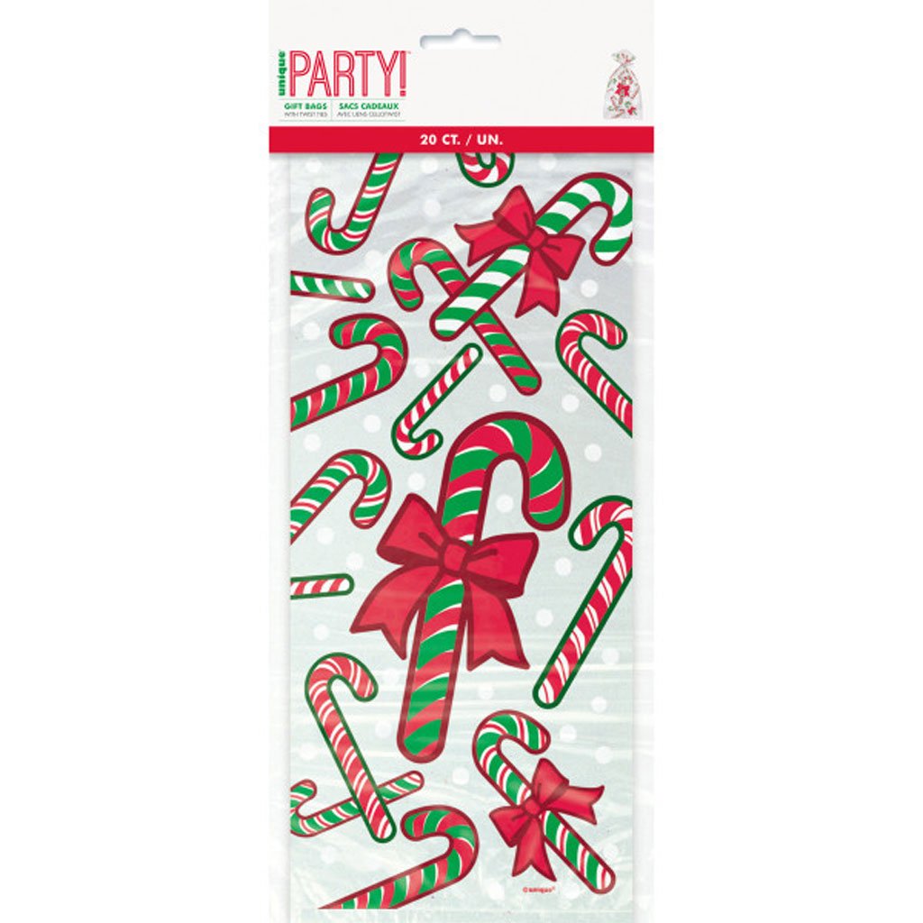 Candy Cane Cellophane Bags, 20ct