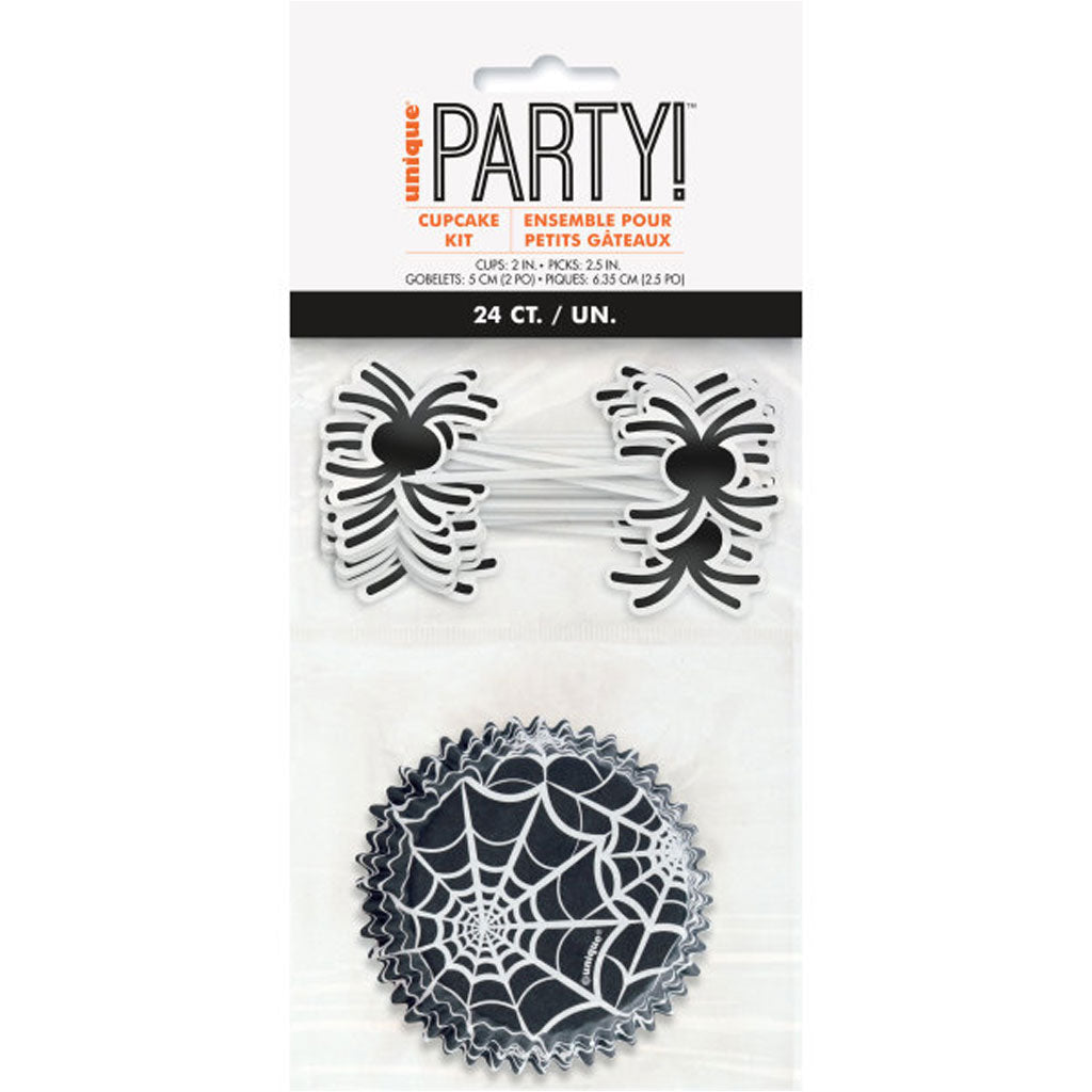 Black Spider Web Cupcake Kit, 24pc