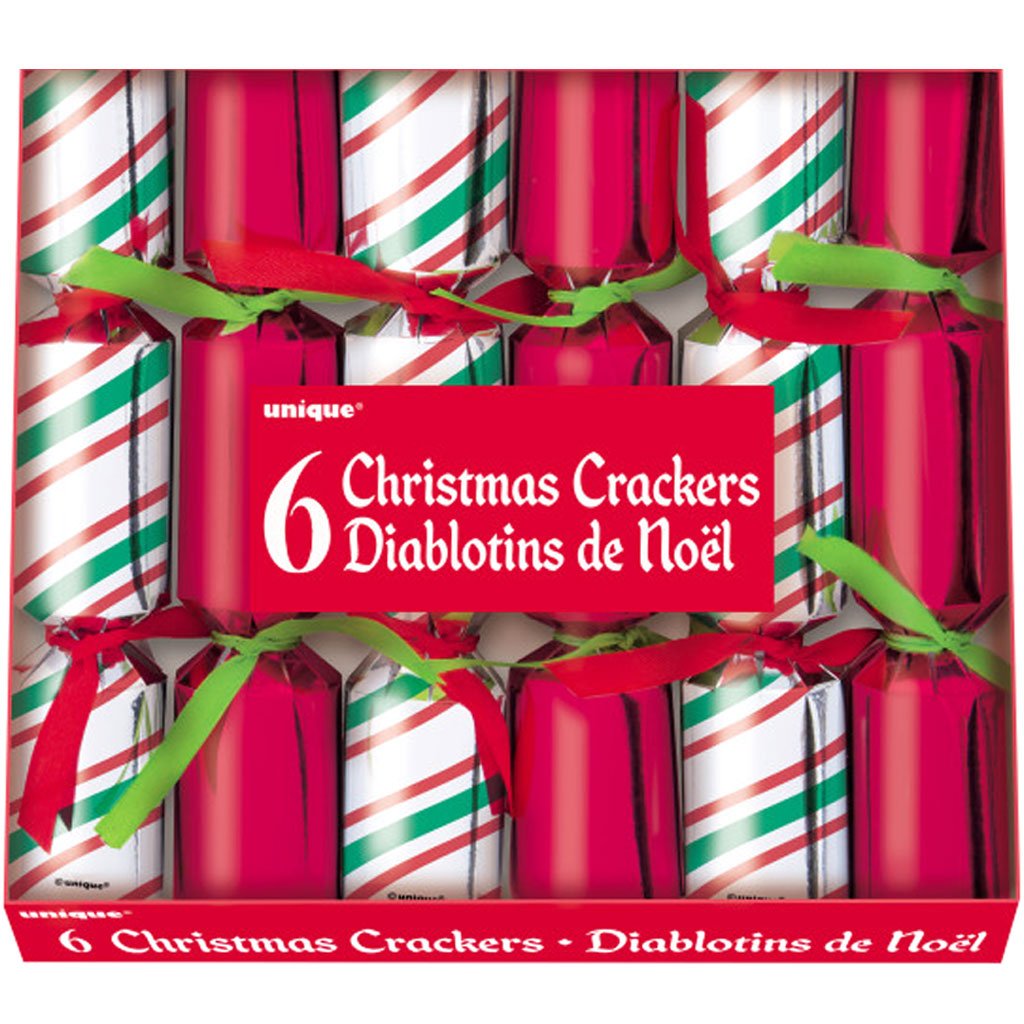 Red and Green Assorted Christmas Crackers 6ct, 8in