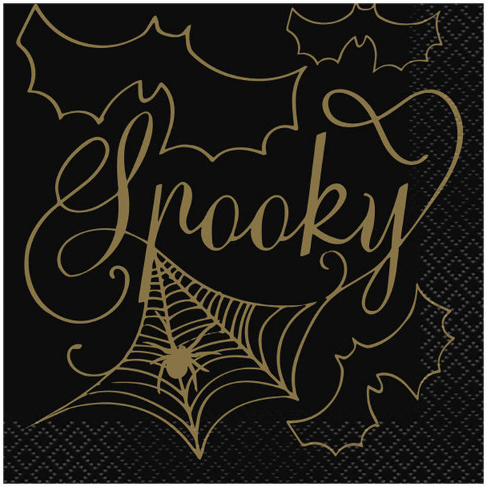 Black & Gold Spider Web Beverage Napkins, 16ct